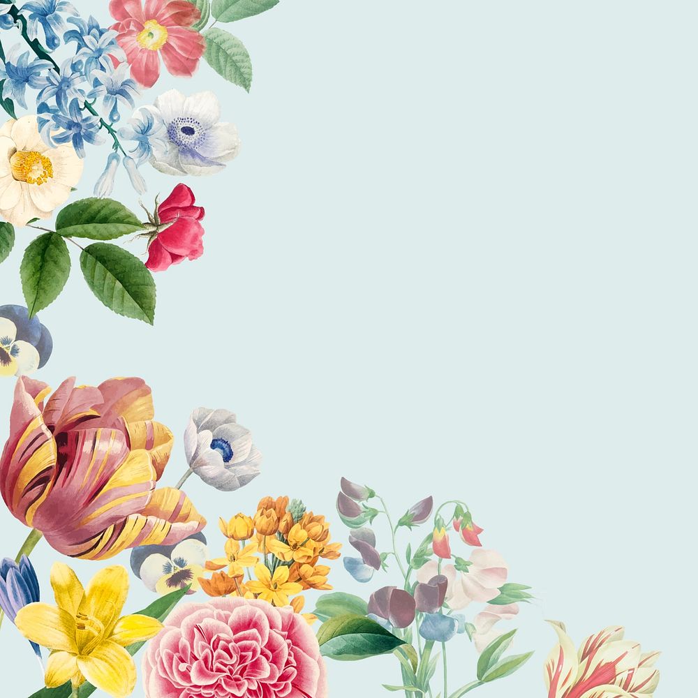 Colorful flower border collage element