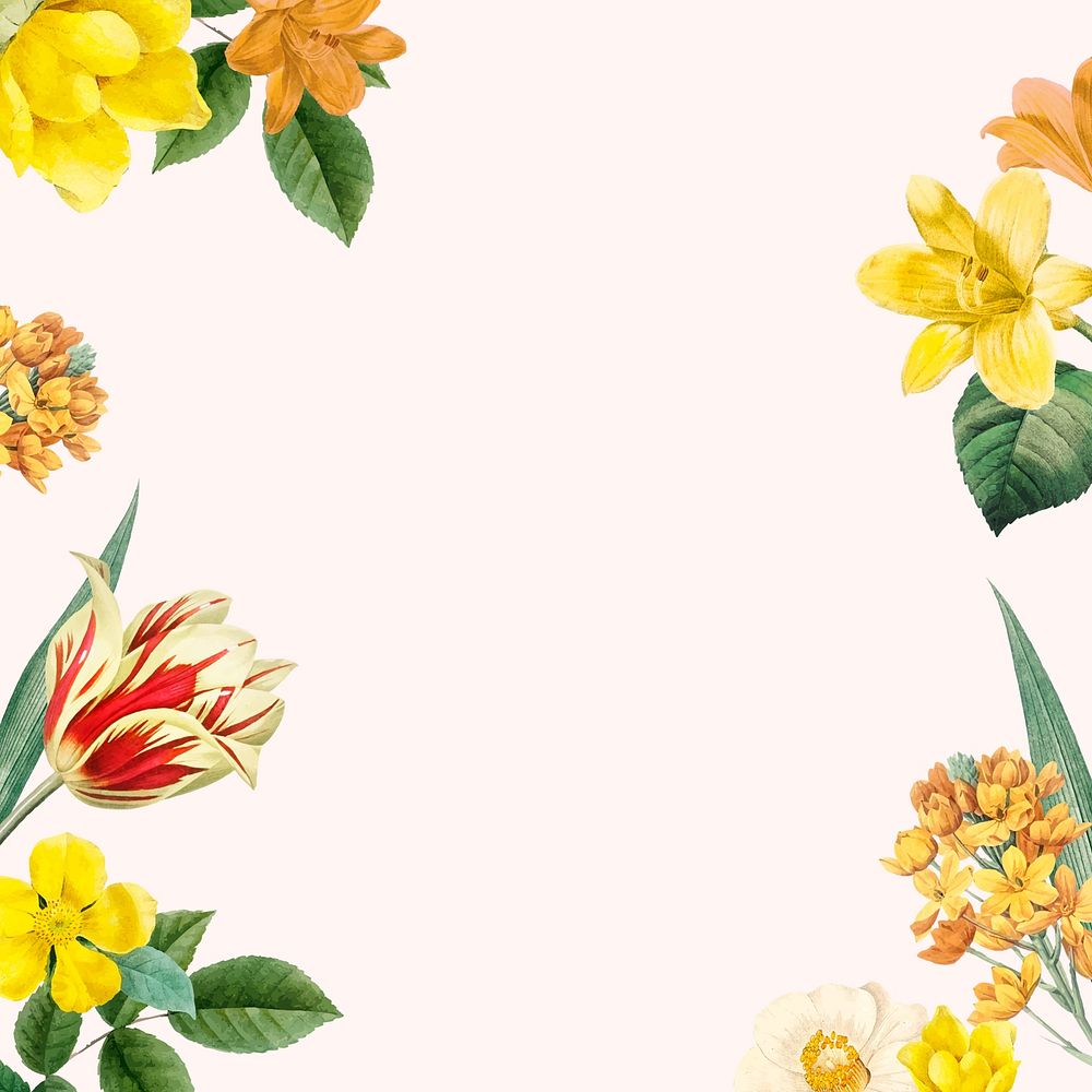 Yellow flower border collage element