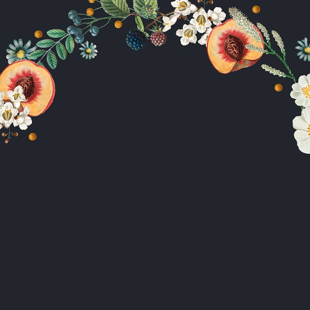 Flower peaches border aesthetic background