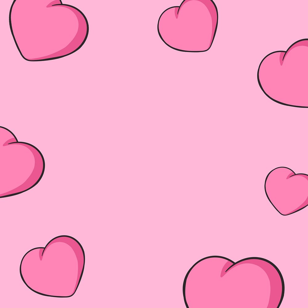 Pink heart illustration border background