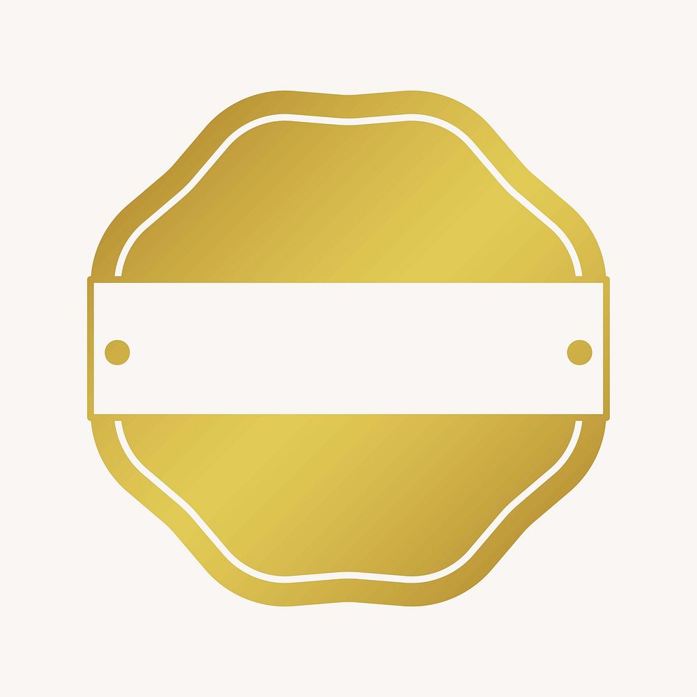 Jagged octagon badge, simple metallic gold  collage element vector