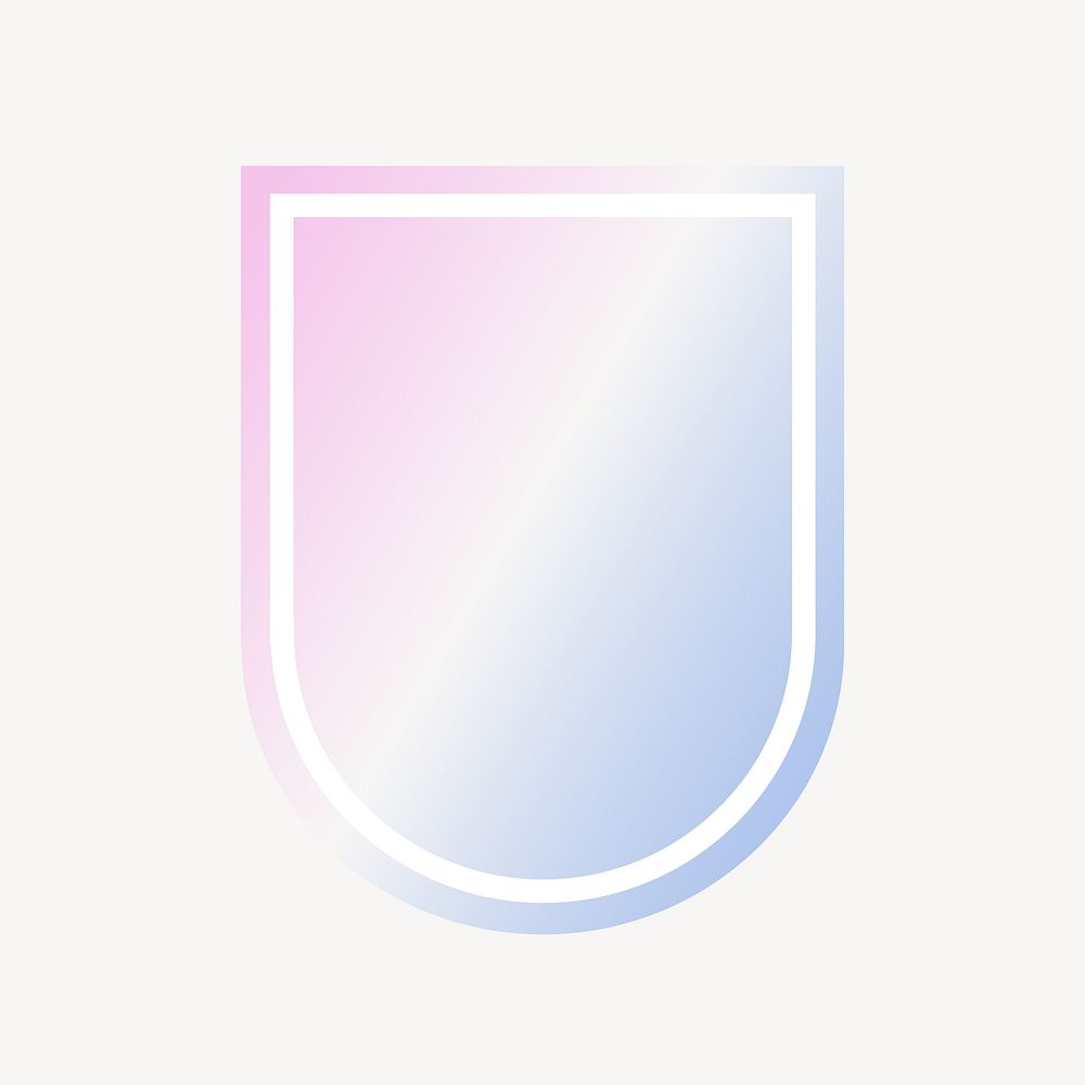 Blue and pink pastel badge, gradient armor banner collage element vector