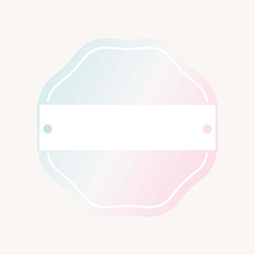 Jagged octagon badge, gradient blue and pink pastel  collage element vector
