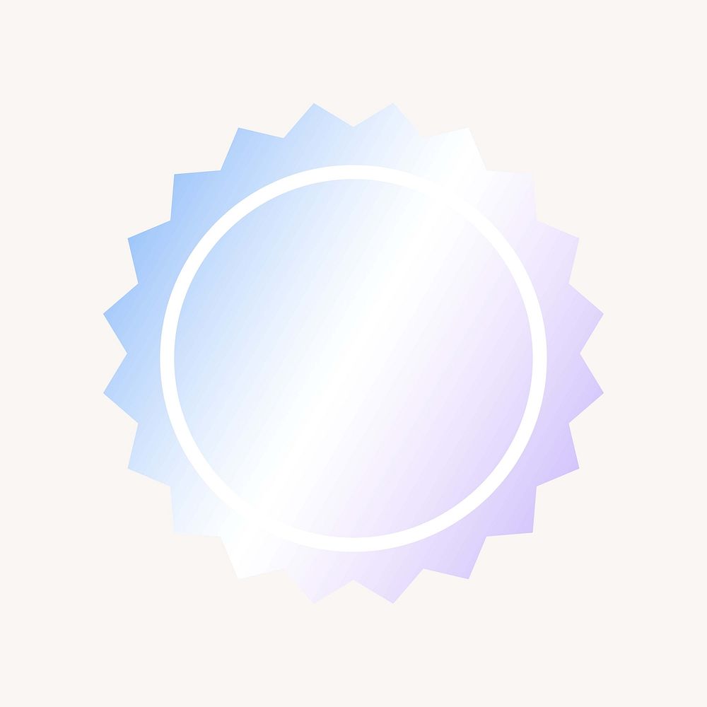Jagged circle, gradient blue and pink pastel badge  collage element vector