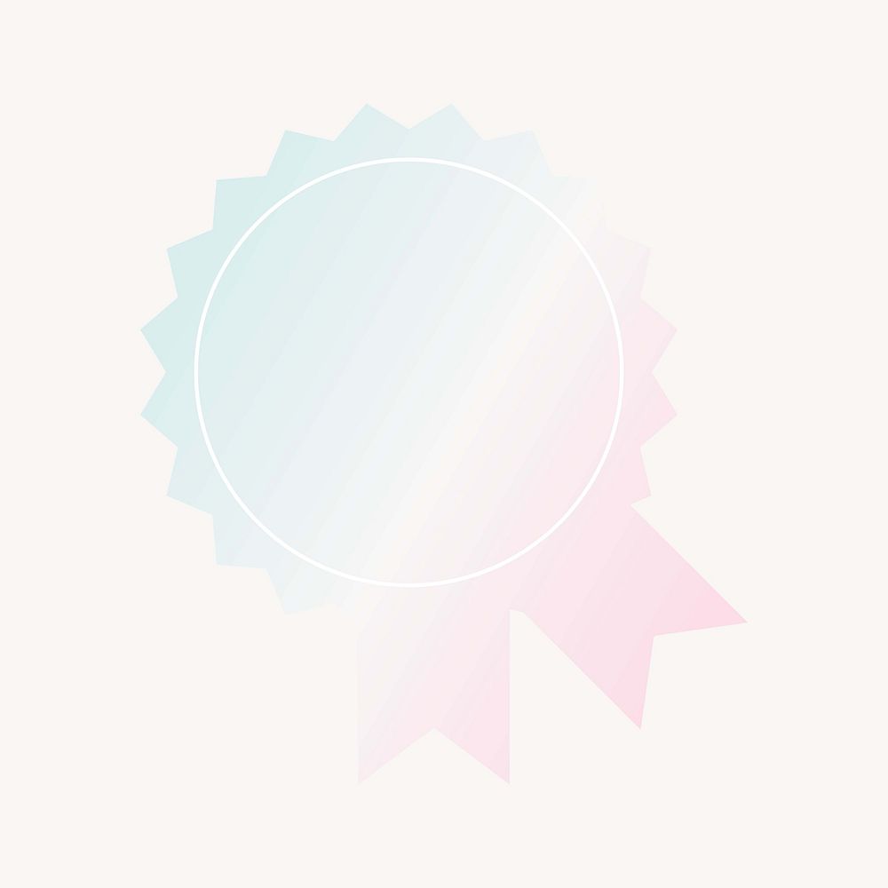 Blue and pink pastel award, gradient ribbon badge collage element vector