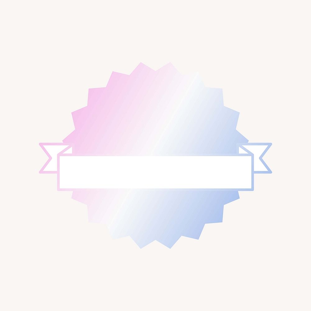 Blue and pink pastel ribbon, gradient badge collage element vector