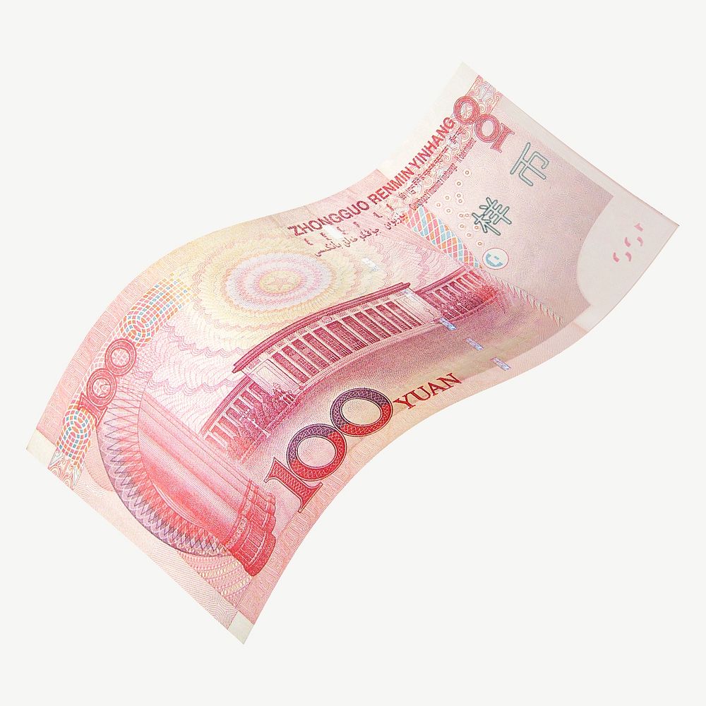 Chinese 100 yuan bank note collage element psd