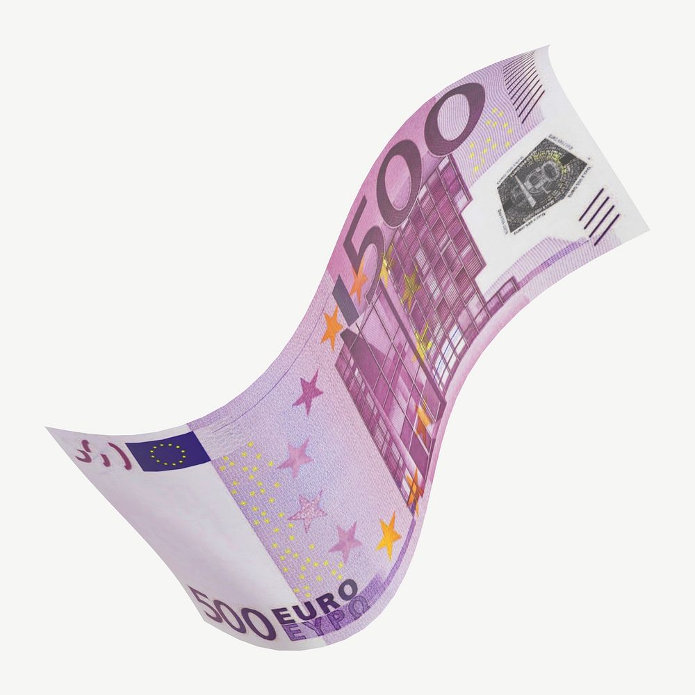 500 Euros bank note collage element psd