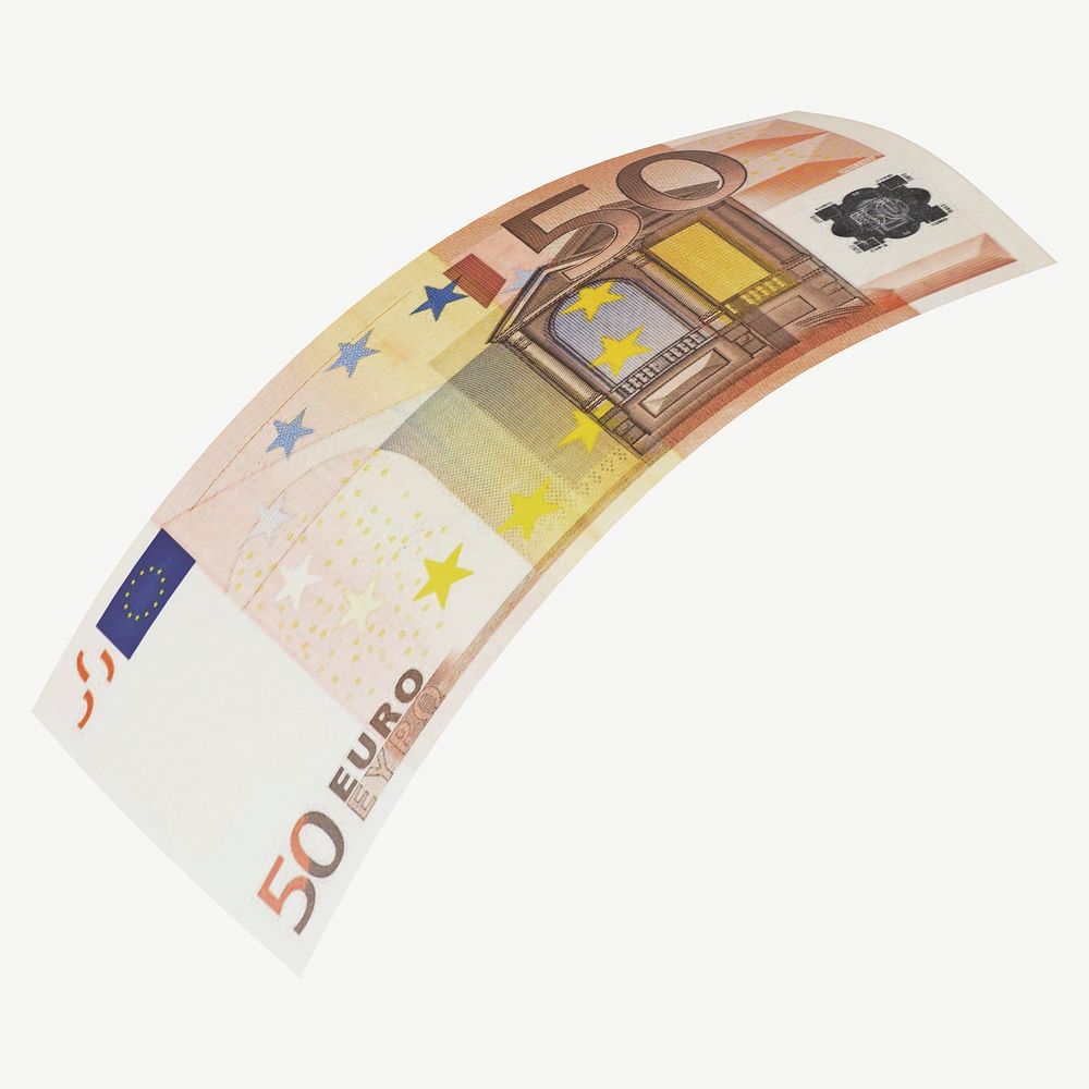 50 Euros bank note collage element psd