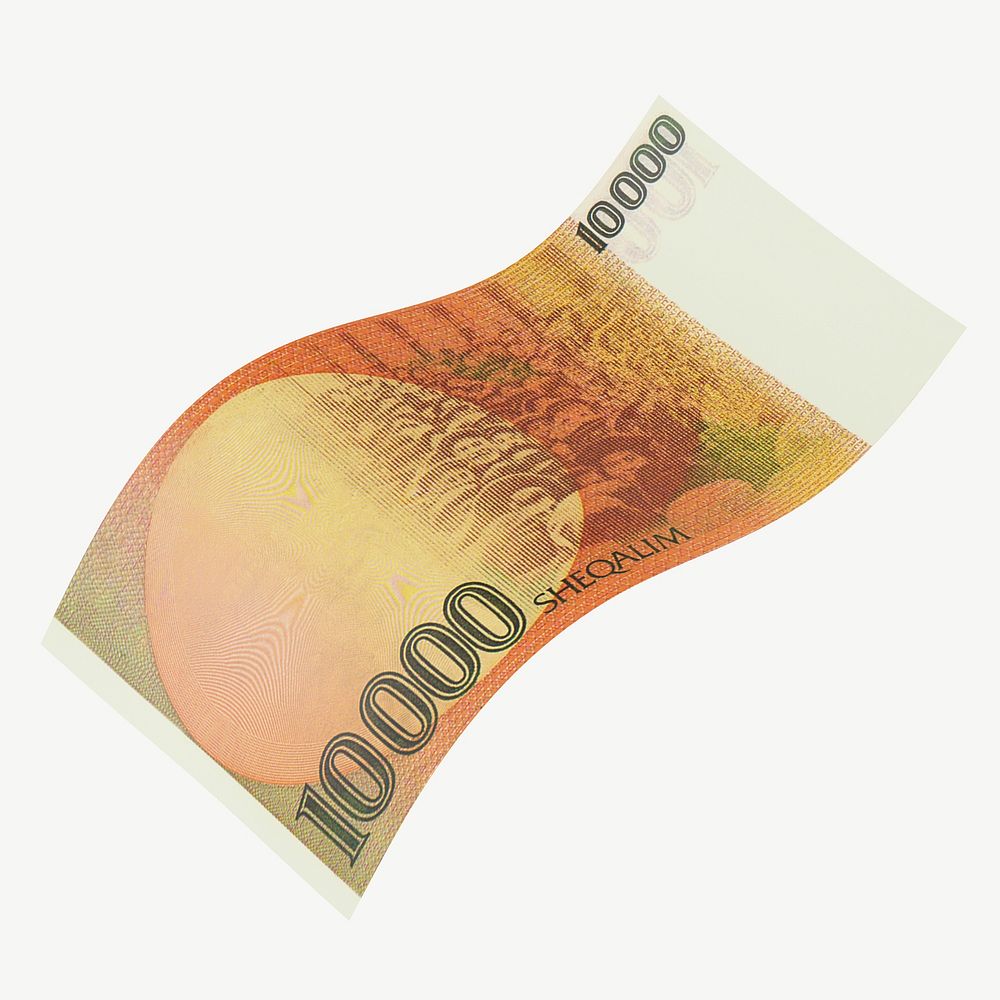 10000 Israeli sheqalim bank note collage element psd