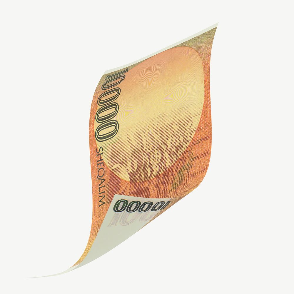 10000 Israeli sheqalim bank note collage element psd