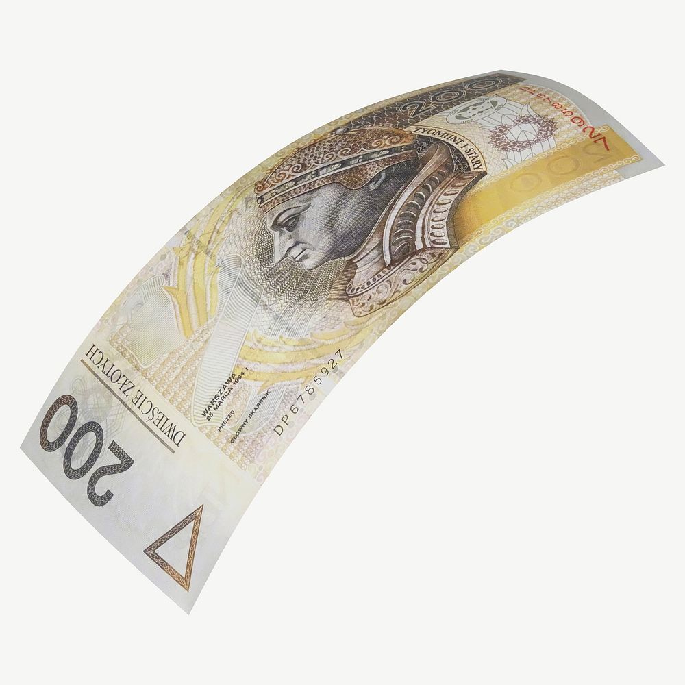 200 Polish złotych bank note, collage element psd
