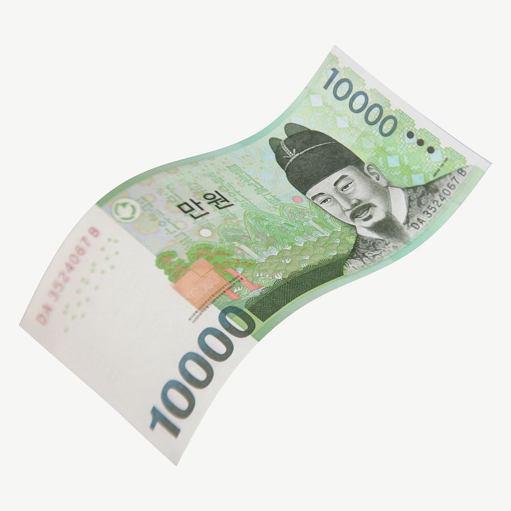 10000 Korean won bank note collage element psd