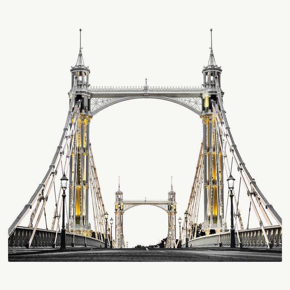 Albert bridge, London collage element psd