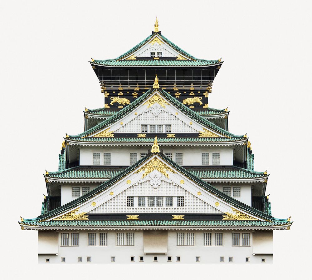 Osaka castle in Japan collage element psd