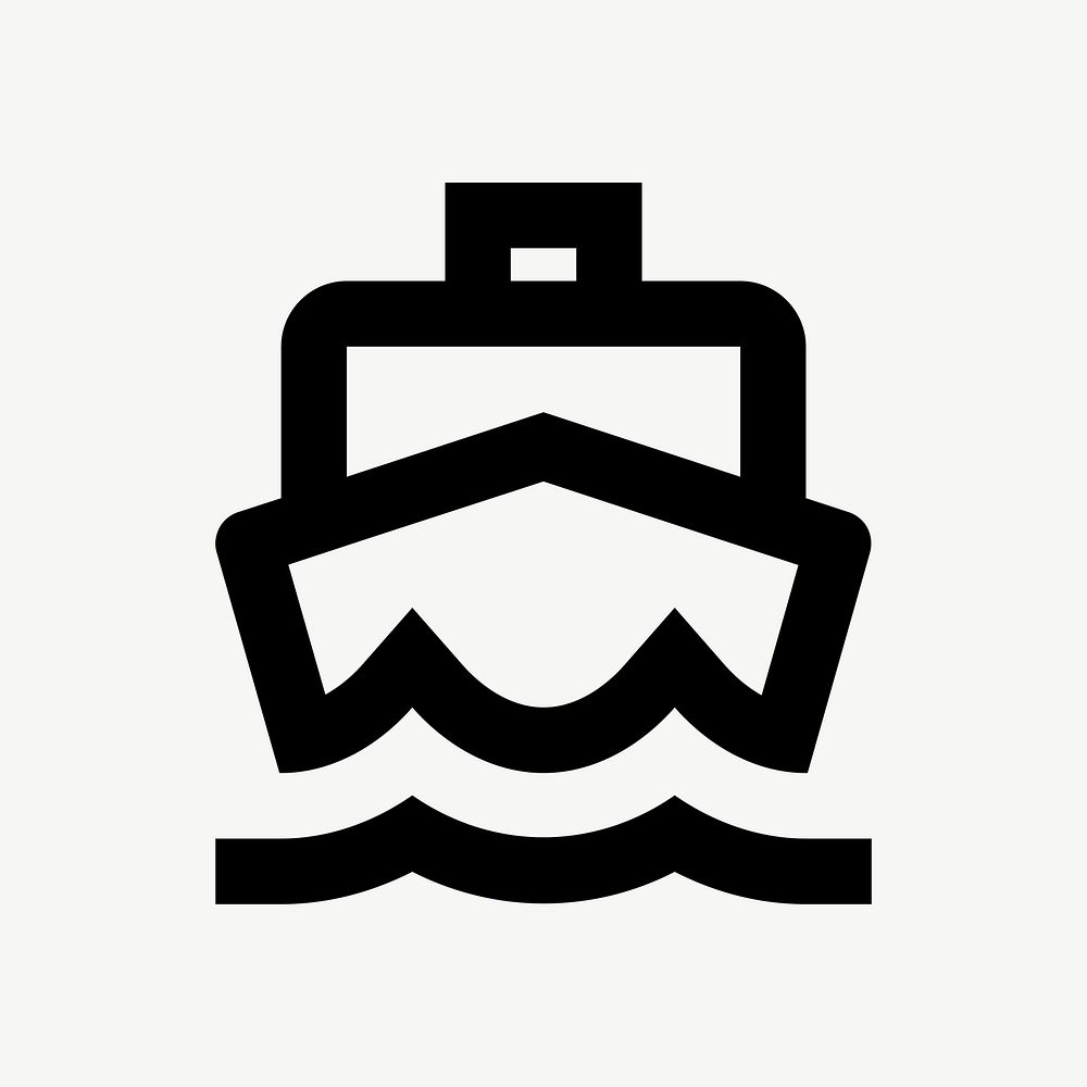 White boat  icon collage element psd