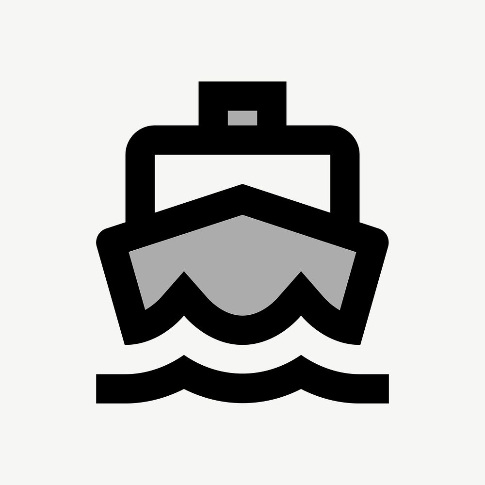 Grey boat  icon collage element psd