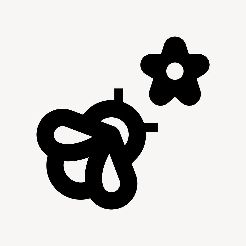 Bee & flower flat icon vector