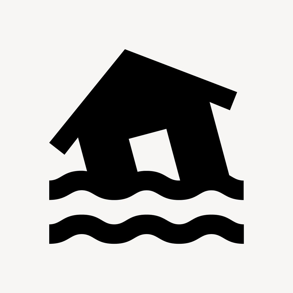 Flooded house flat icon vector