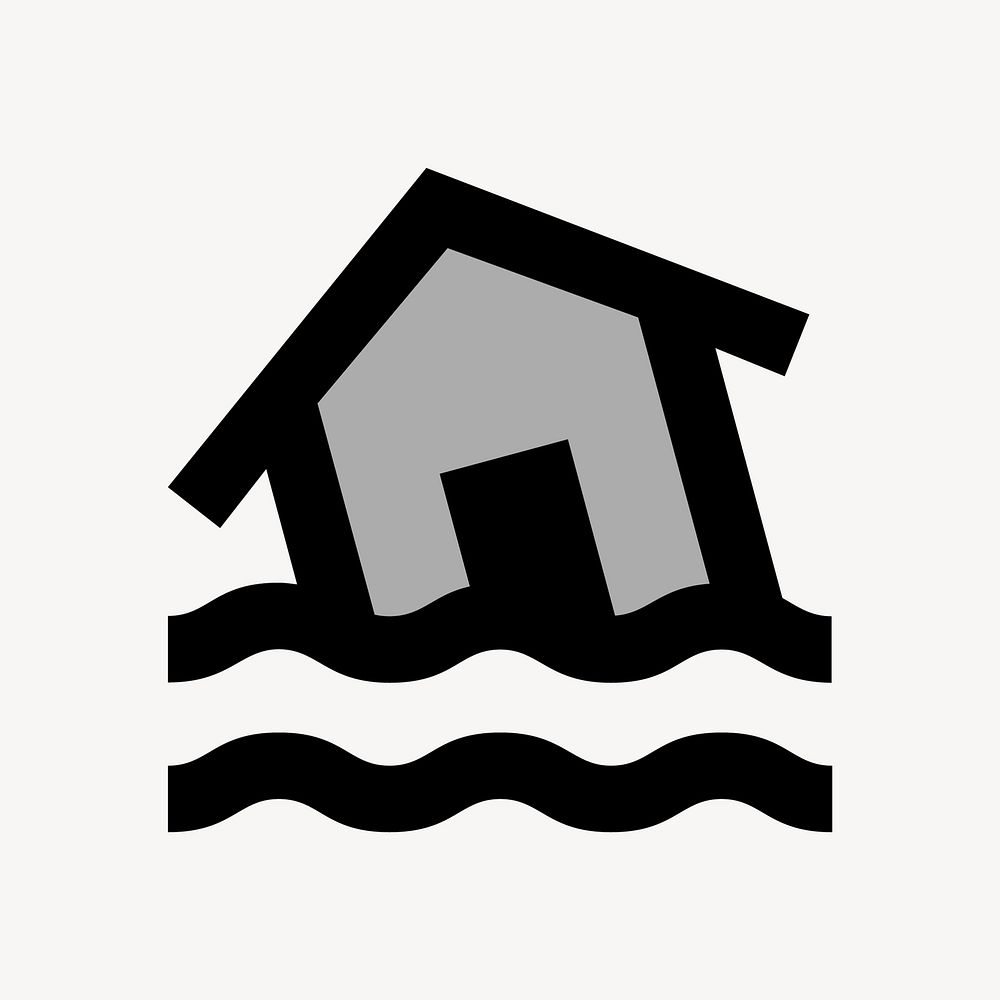 Flooded house flat icon vector