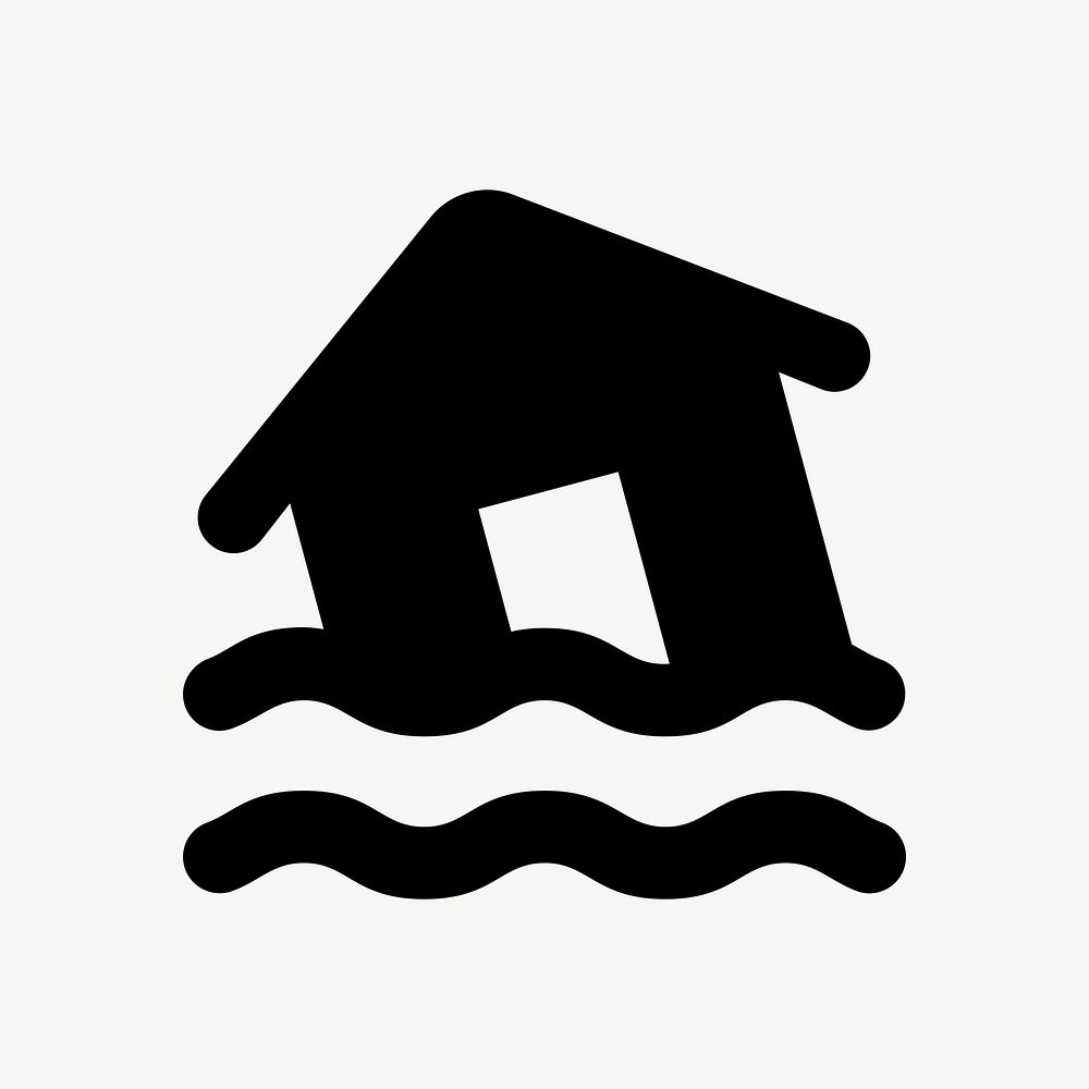 Flooded house flat icon psd