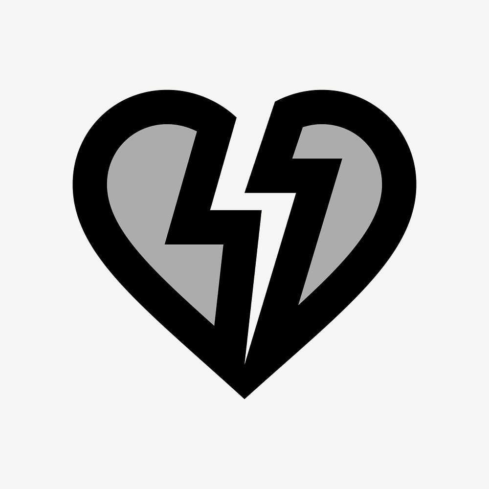 Broken heart flat icon psd