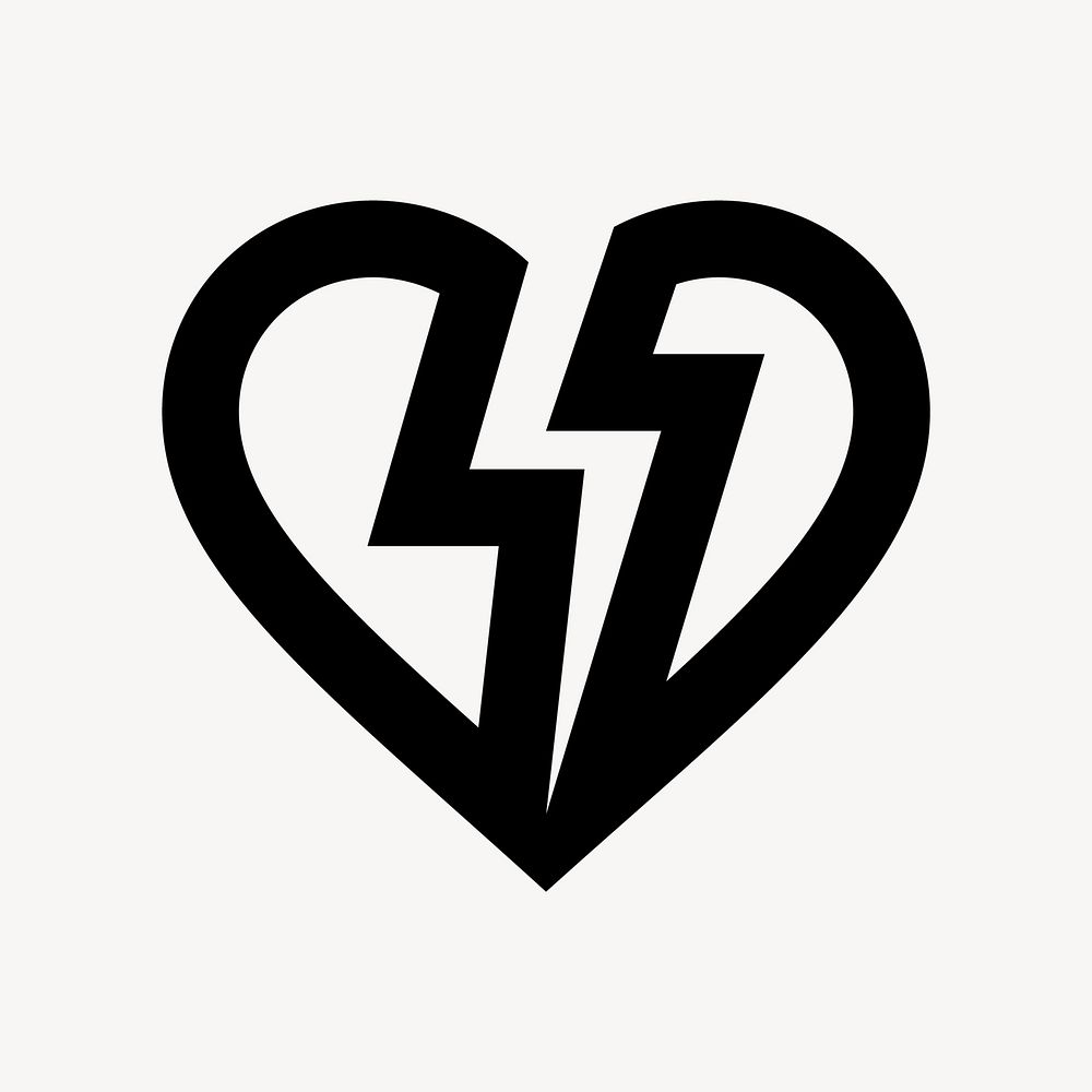 Broken heart flat icon vector