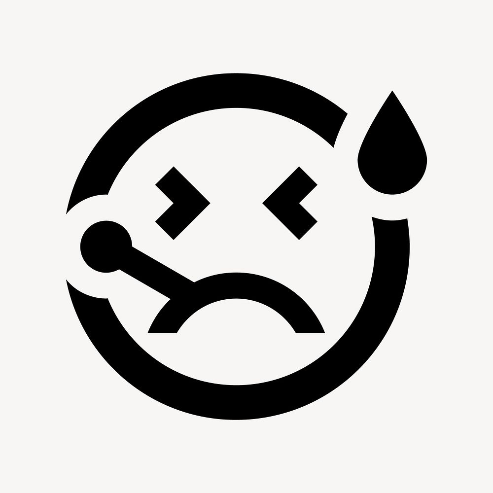 Sick emoticon flat icon vector