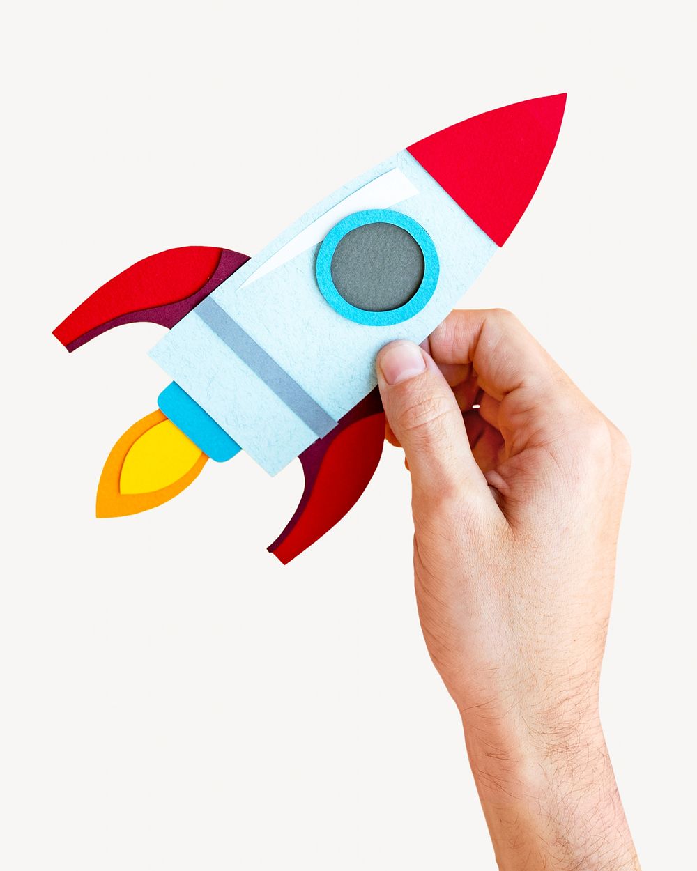 Paper space rocket, isolated object