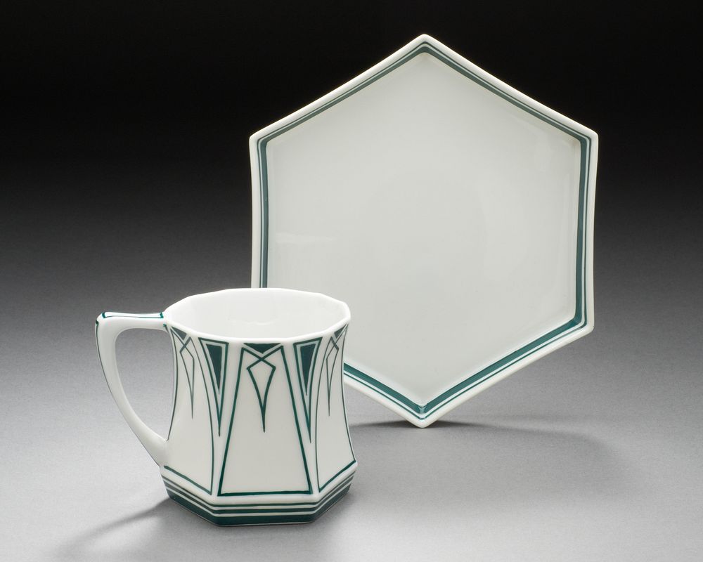 Mocha Cup and Saucer for the dining room of Peter Behrens' House at the Darmstadt Artists' Colony by Gebr Bauscher and Peter…
