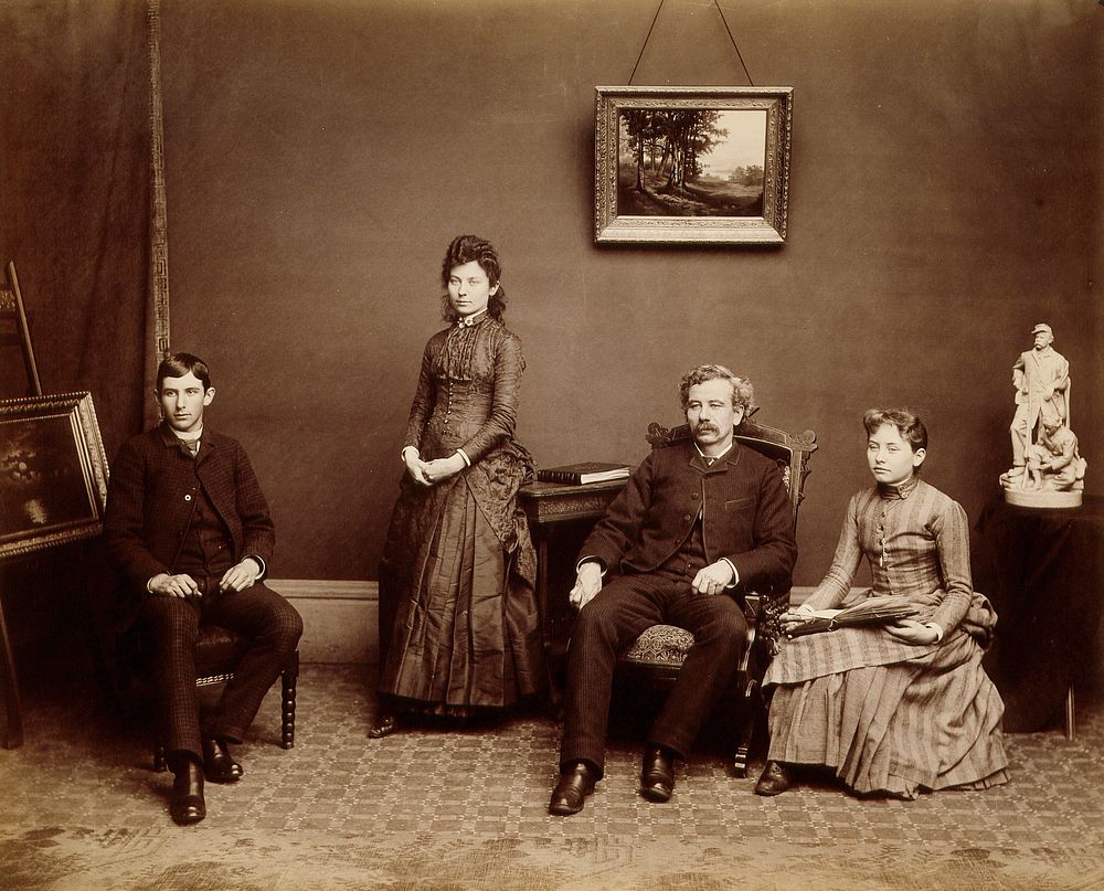 Self-Portrait with son Ashley and daughters Harriet and Nellie by Henry Hamilton Bennett