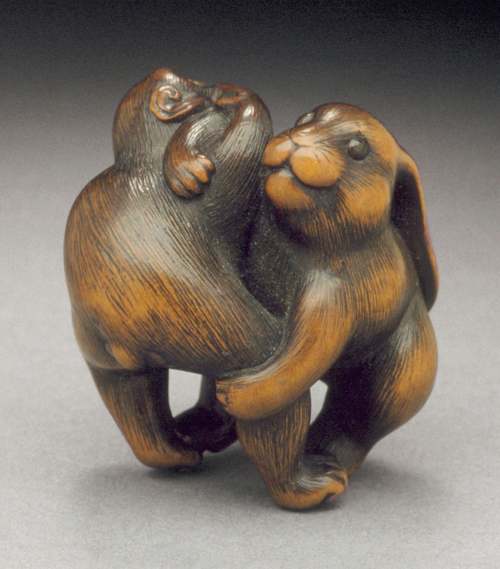 Monkey and Rabbit Sumo Match by Naito Toyomasa