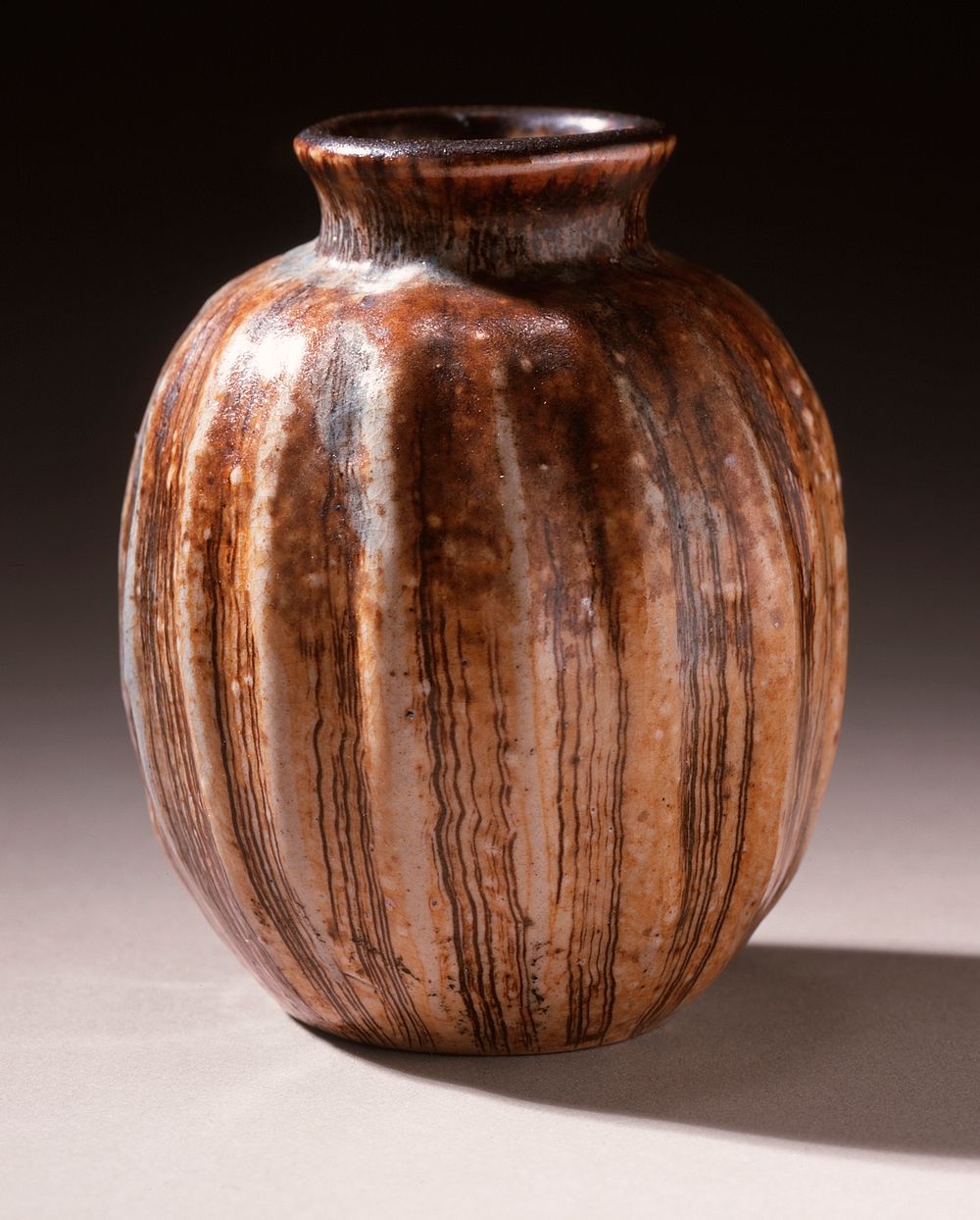 Small Ribbed Gourd Vase by R W Martin  Brothers