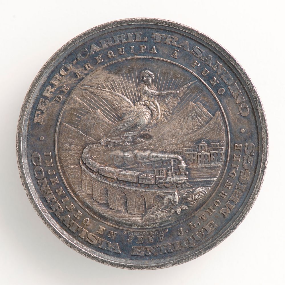 Medal commemorating Peruvian Railway/Henry Meiggs Free Photo rawpixel