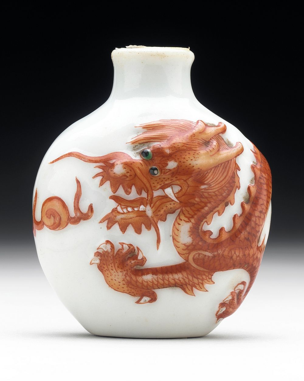 Snuff Bottle (Biyanhu) with Dragon Chasing Flaming Pearl
