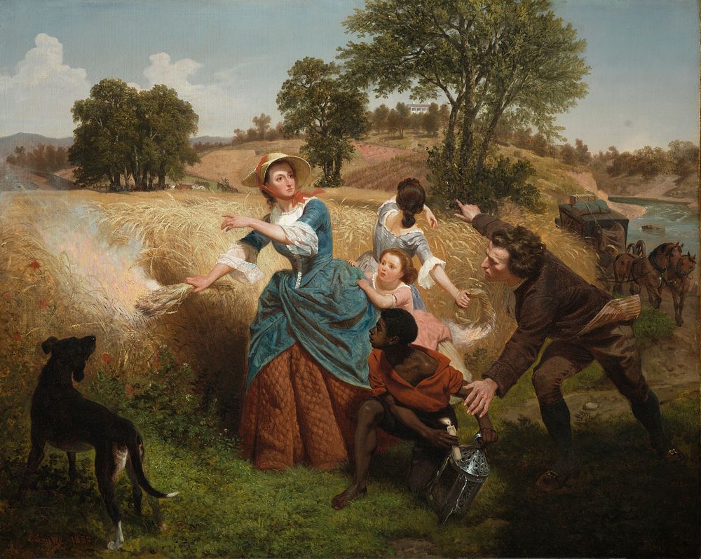 Mrs. Schuyler Burning Her Wheat Fields on the Approach of the British by Emanuel Gottlieb Leutze