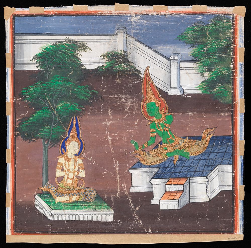 Sakka (Indra) Reveals Himself to Maddi, Scene from the Vessantara Jataka