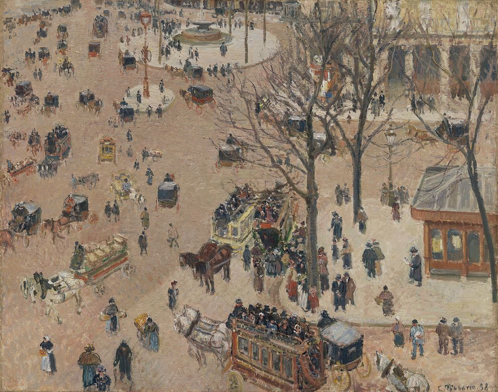 La Place du Theatre Francais by Camille Pissarro