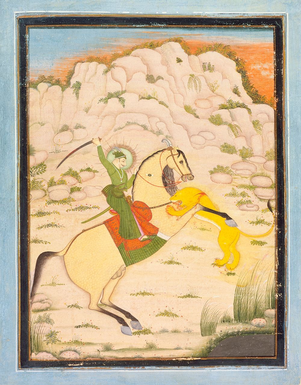 Maharaja Pratap Singh of Rupnagar Fights a Lion by Sita Ram