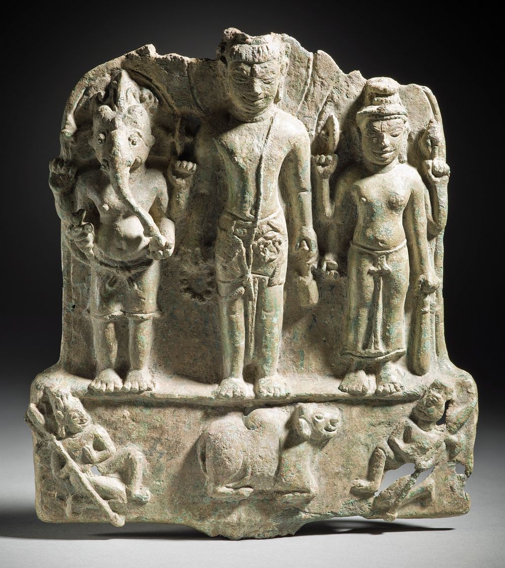 The Hindu God Shiva Flanked by Ganesha and Durga