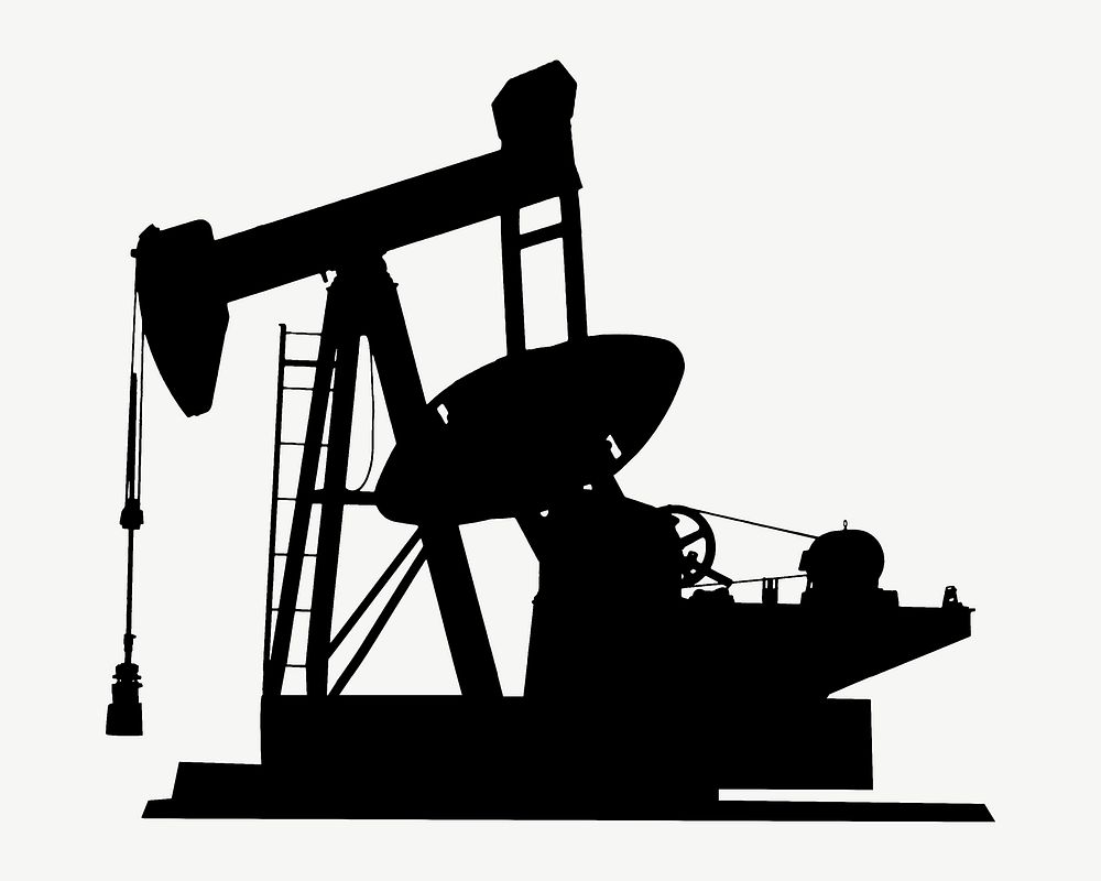 Silhouette oil field pump collage element psd