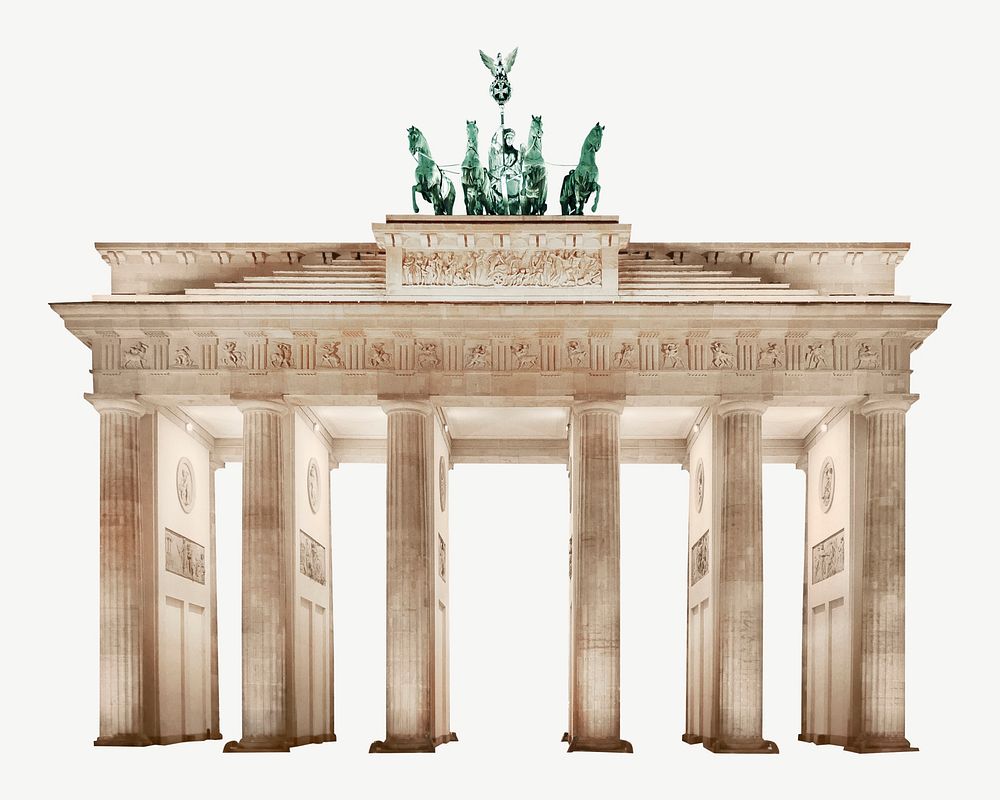 German Brandenburg gate collage element psd