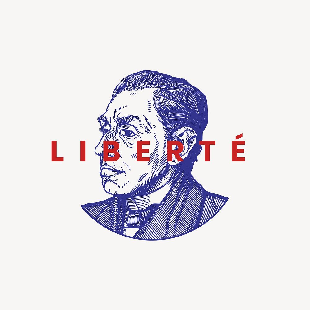 Liberte word, vintage human Illustration, man logo