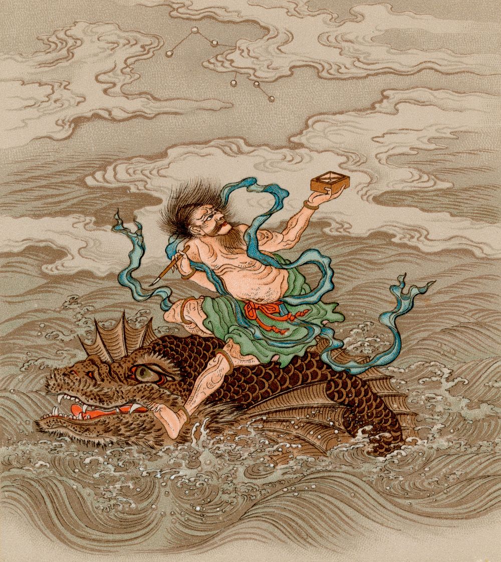 Chinese tales, vintage Japanese painting by G.A. Audsley-Japanese illustration. Public domain image from our own original…