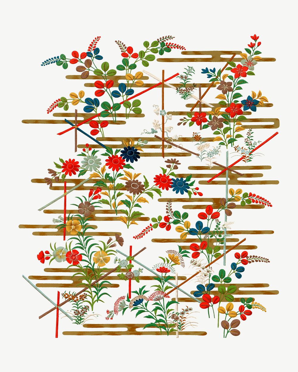Japanese decorative pattern, vintage painting by G.A. Audsley-Japanese illustration psd. Remixed by rawpixel.