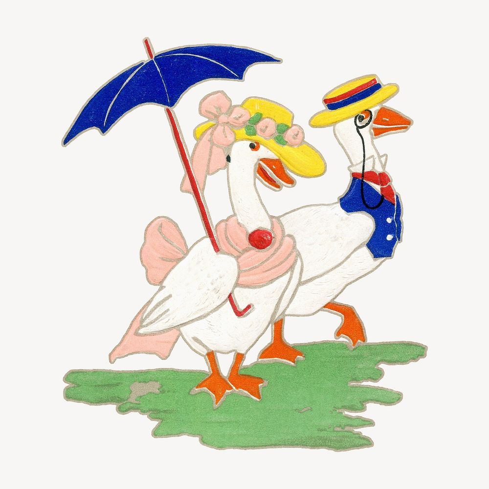 Geese character vintage illustration. Remixed by rawpixel. 