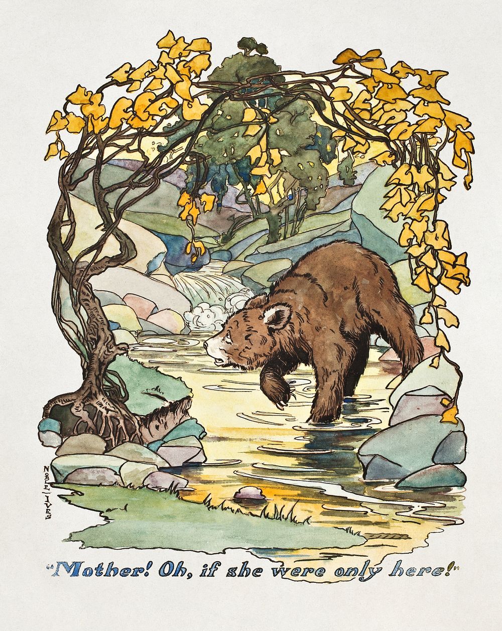 &ldquo;Mother! Oh, if she were only here&rdquo; from The Story of Teddy the Bear (1907) illustrated by Sarah Noble Ives.…