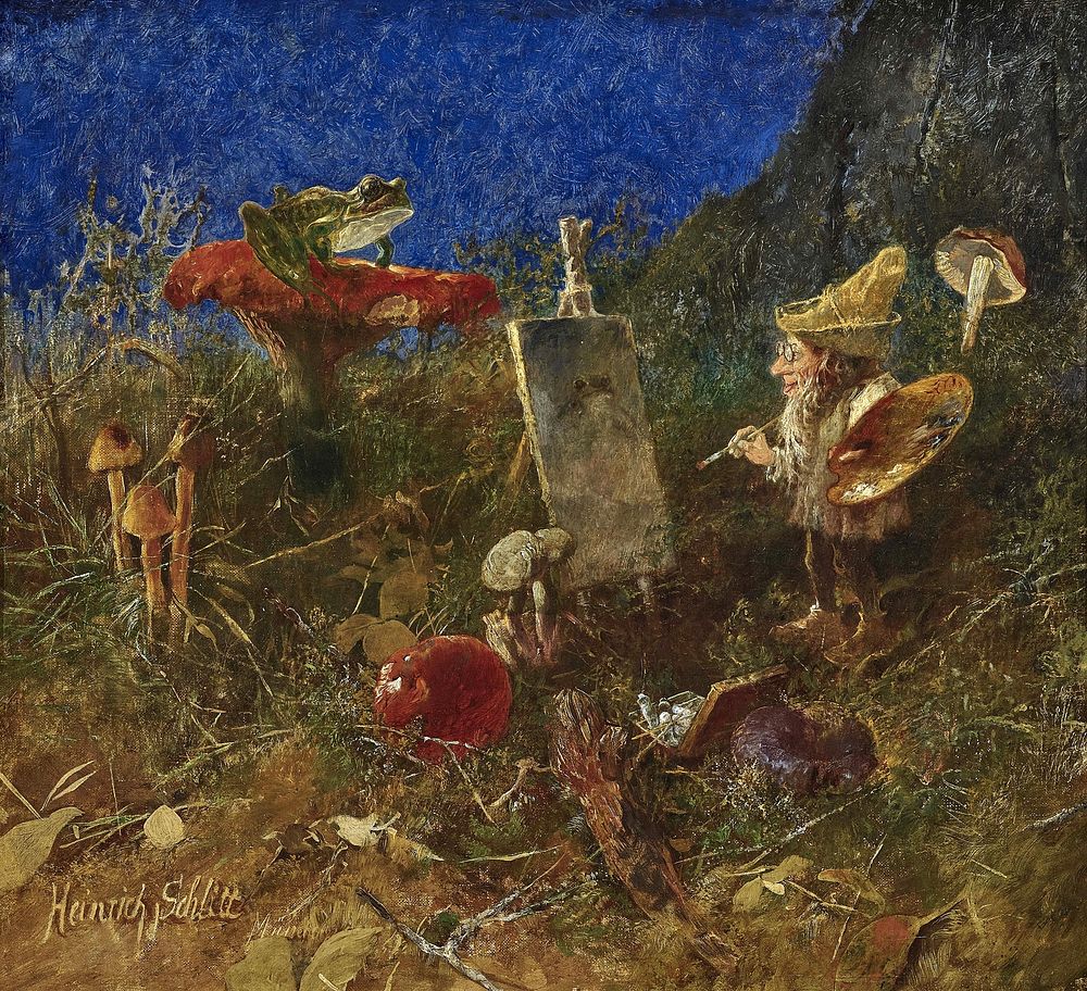 The Gnome Artist (1849&ndash;1923) oil painting art by Heinrich Schlitt. Original public domain image from Wikimedia…