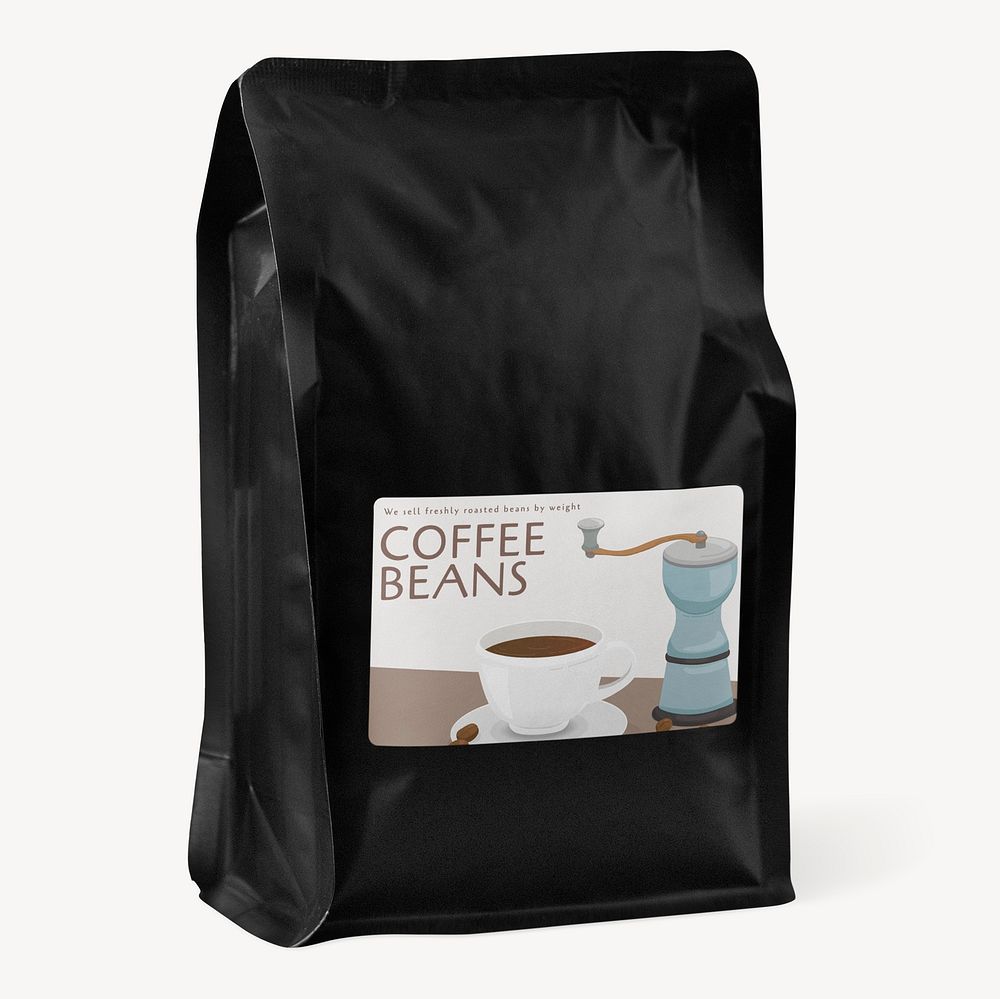 Black coffee bag, pouch packaging