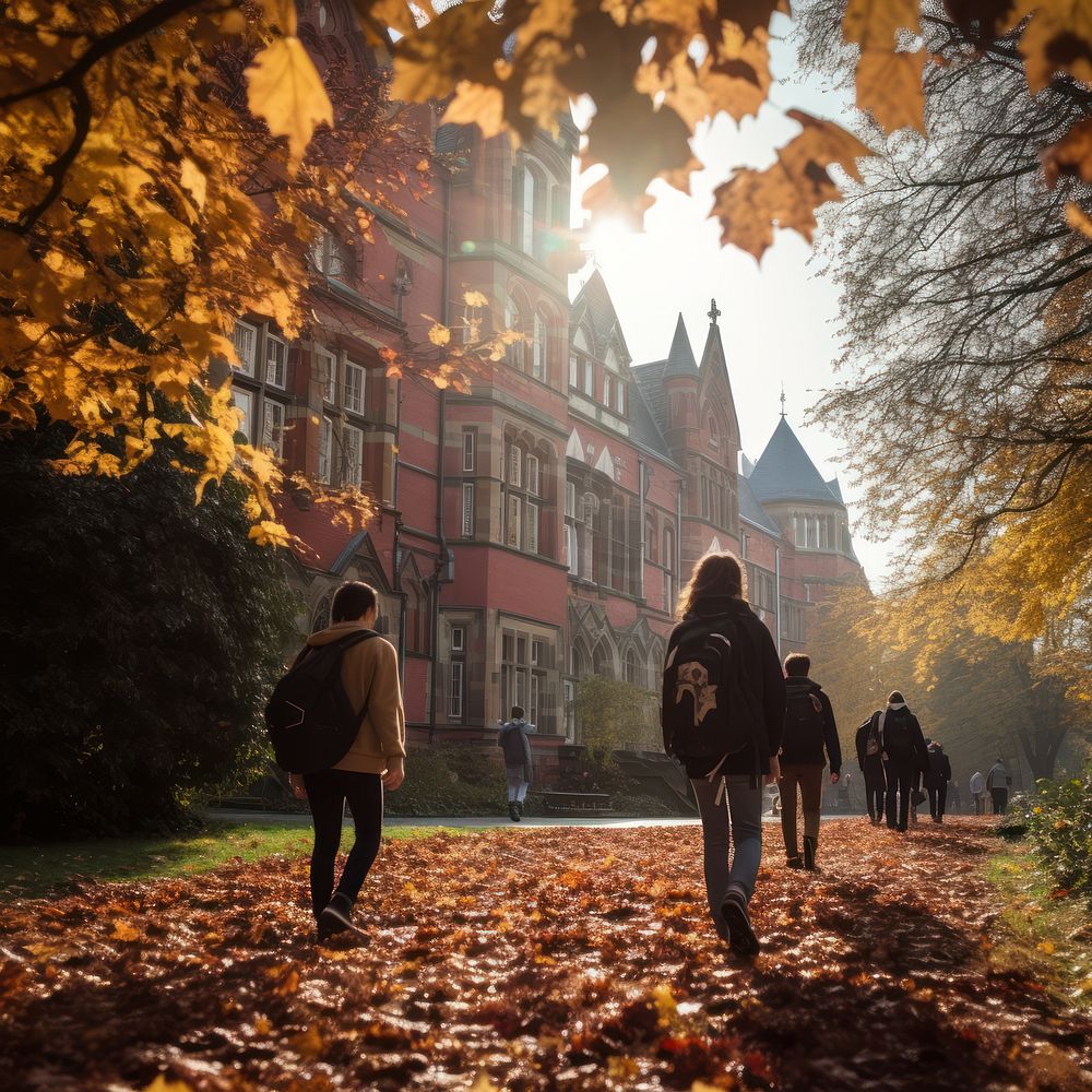 University campus during Autumn. AI generated Image by rawpixel.